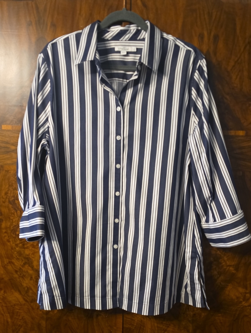 Chico's No Iron Striped Shirt Sz 3